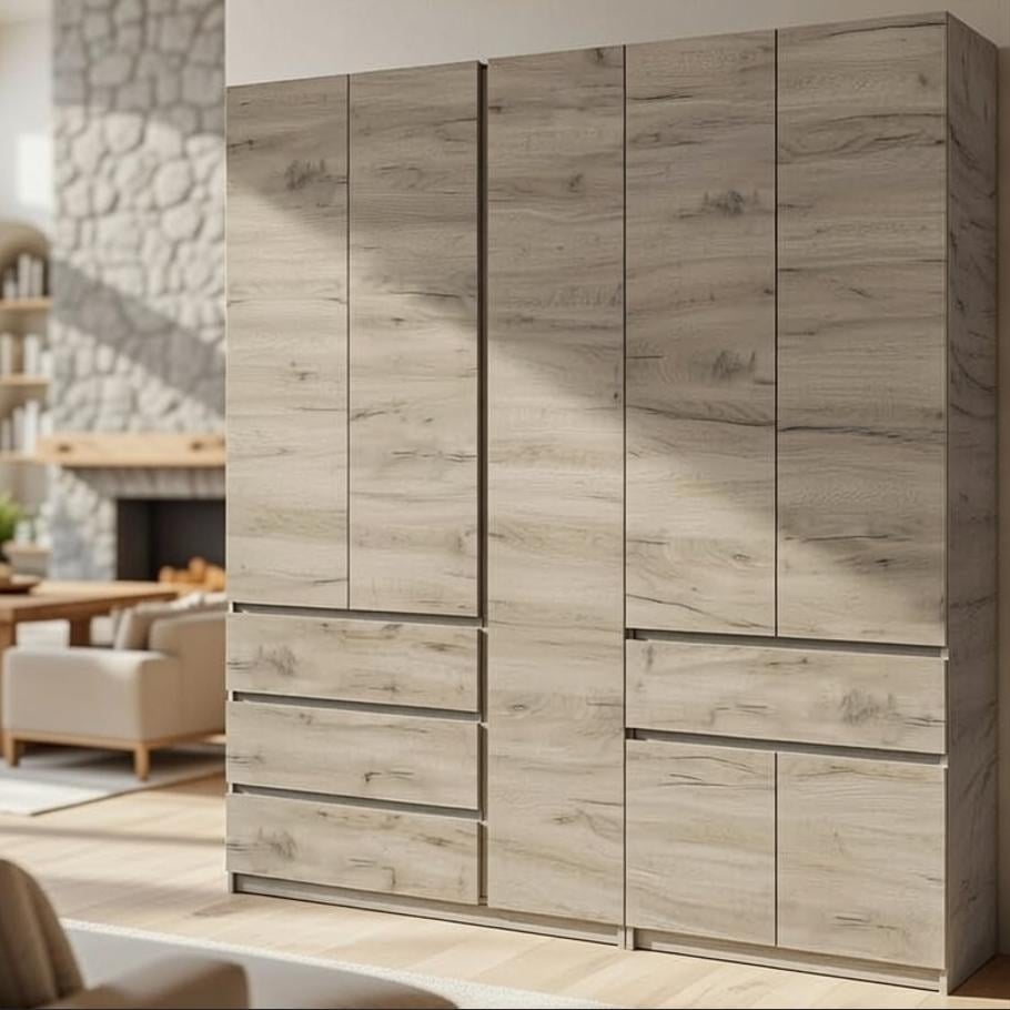 Шкаф гардеробный с полками Мастер Форм Брайт 2000х520х2000 мм Дуб крафт серый (32807)