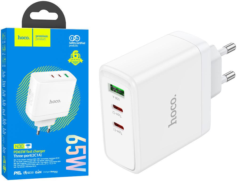 Зарядка быстрая Hoco N30 3 USB/65W White (36691)