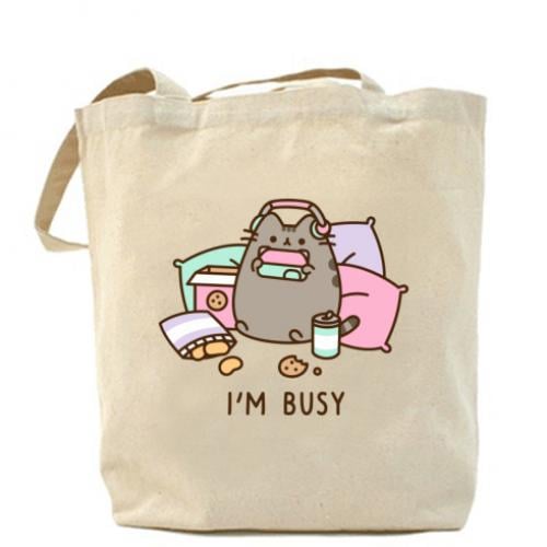 Шопер Pusheen "I'm Busy" 37х41 см Бежевый (13422422-11-184714) - фото 1