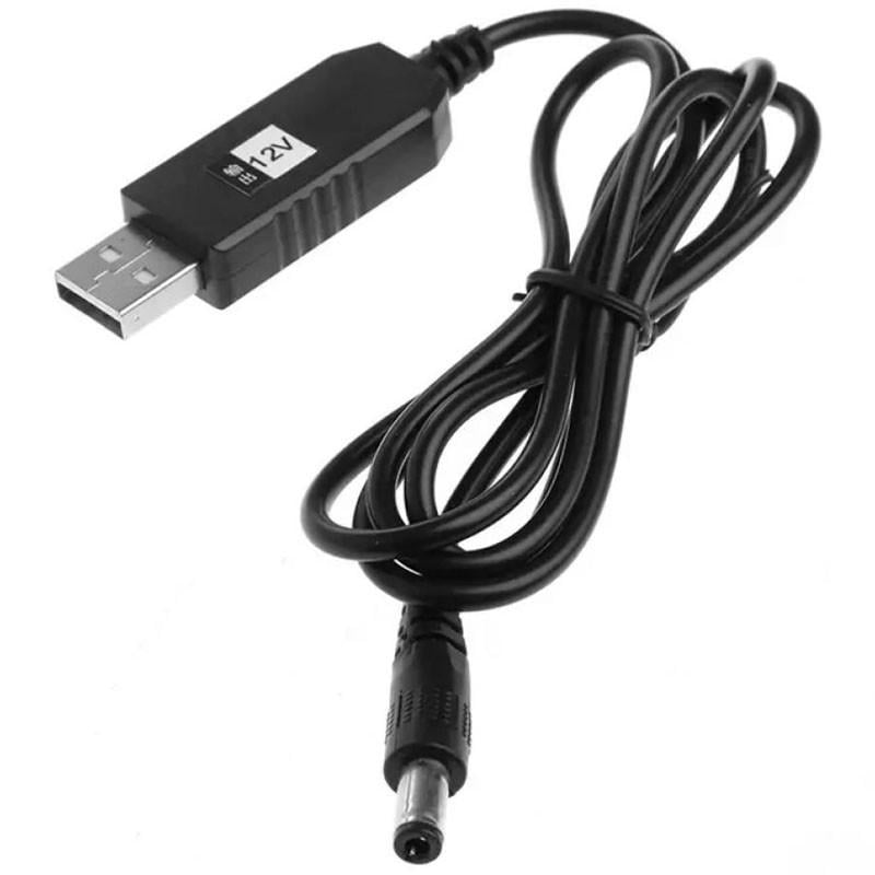 Кабель живлення для роутера/модема USB-DC 12V GEN 2 з перетворювачем Чорний (00000060198_1)