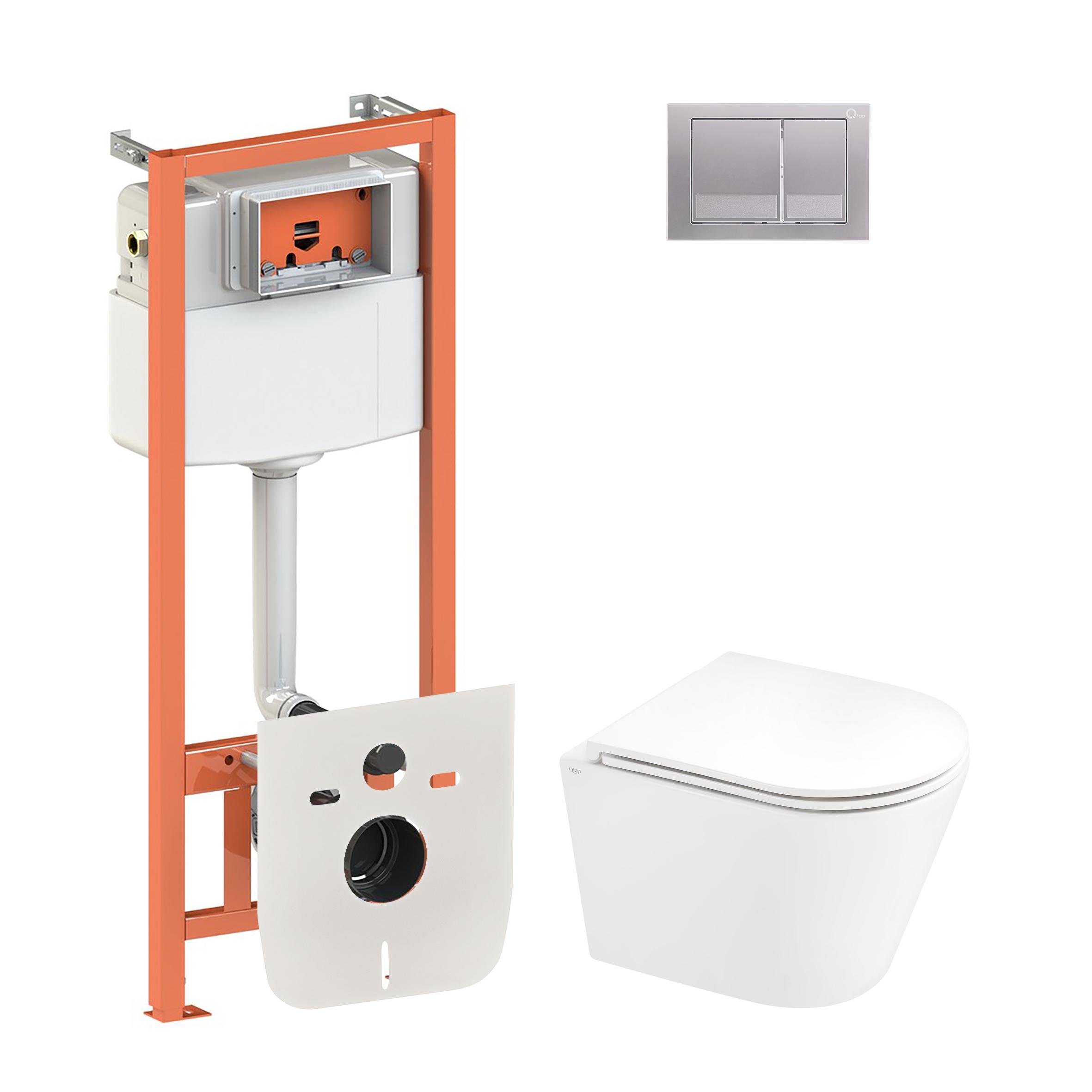 Комплект инсталляции Q-tap Nest QT1433053ERW0133M425M06029SAT с унитазом кнопка Сатин (124699)