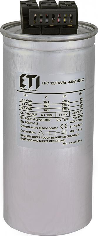 Конденсатор трифазний ETI LPC 12,5 кВАр 440 В (4656761)