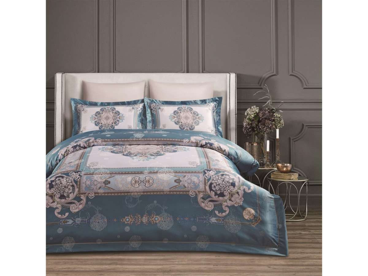 Комплект постільної білизни 200х220 см Сатин жаккард Valeria Glamor Arya AR-TR1004147 - фото 4