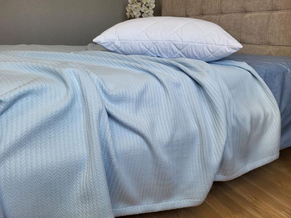 Покрывало Пике Косичка 180x220 см Небесный (11248) - фото 1 Покрывало Пике Косичка 180x220 см Небесный (11248) - фото 1