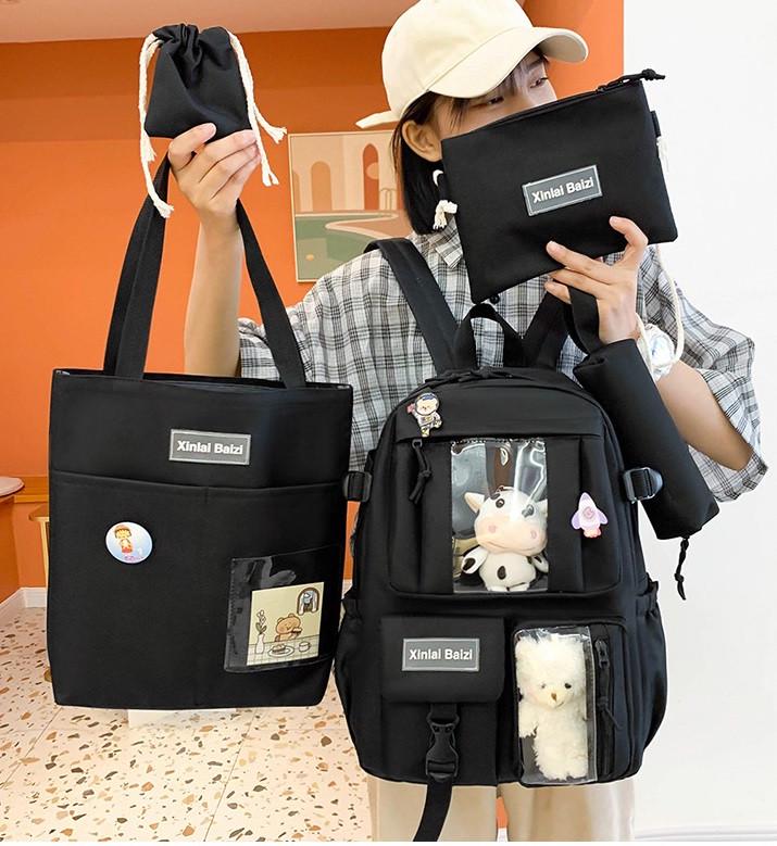 Школьный рюкзак и сумка/косметичка и пенал для девочки Лия 5в1 Черный (1218490319) - фото 2