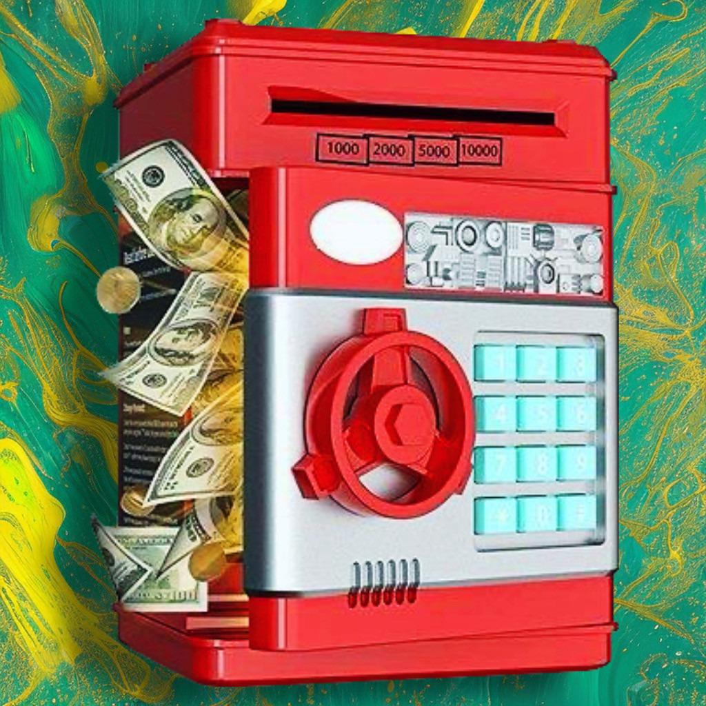 Сейф копилка Number Bank детский с кодовым замком и купюроприемником Красный (MA229red) - фото 4