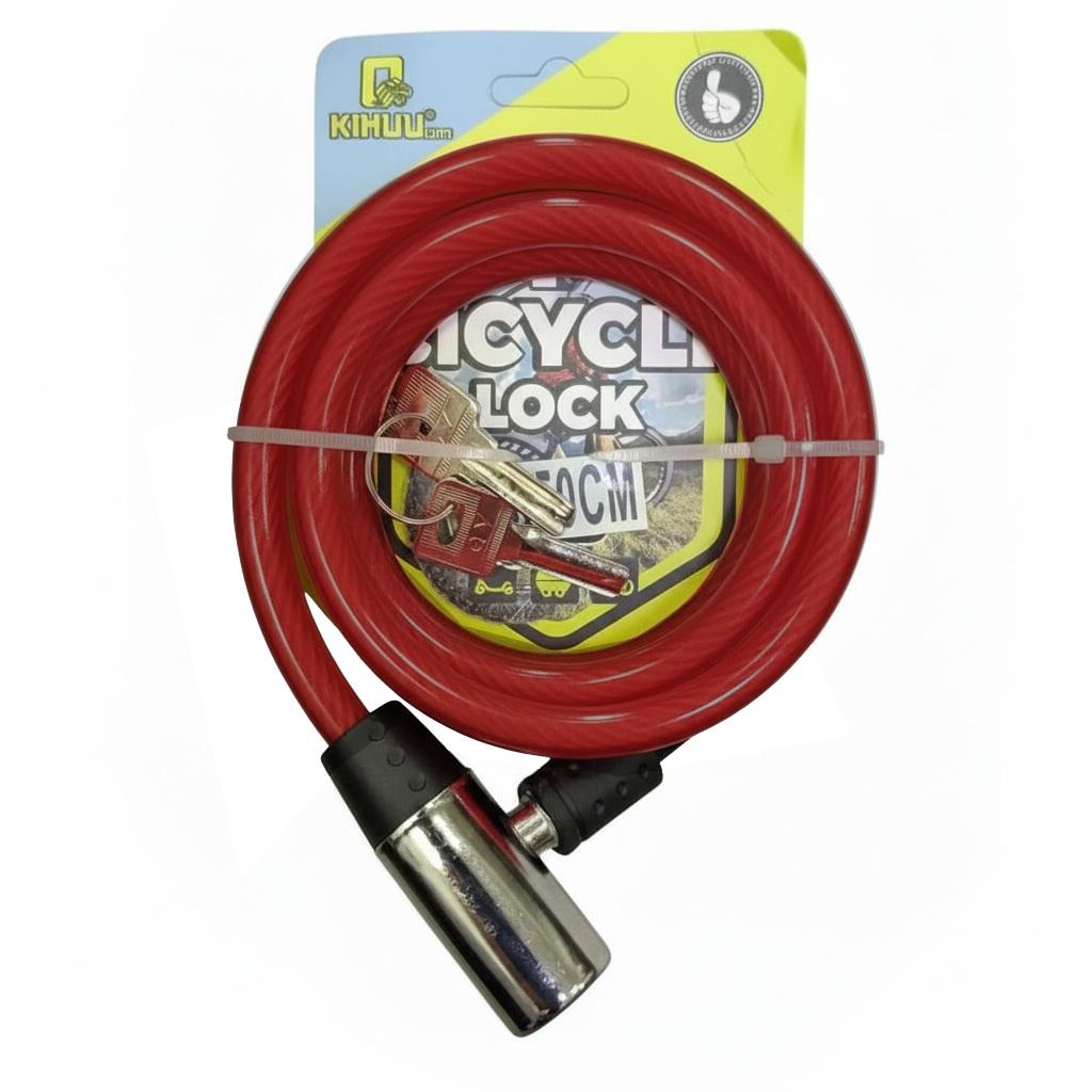 Замок велосипедний Kihuu Lock 185 тросовий 1x100 см з двома ключами Red (29704418)