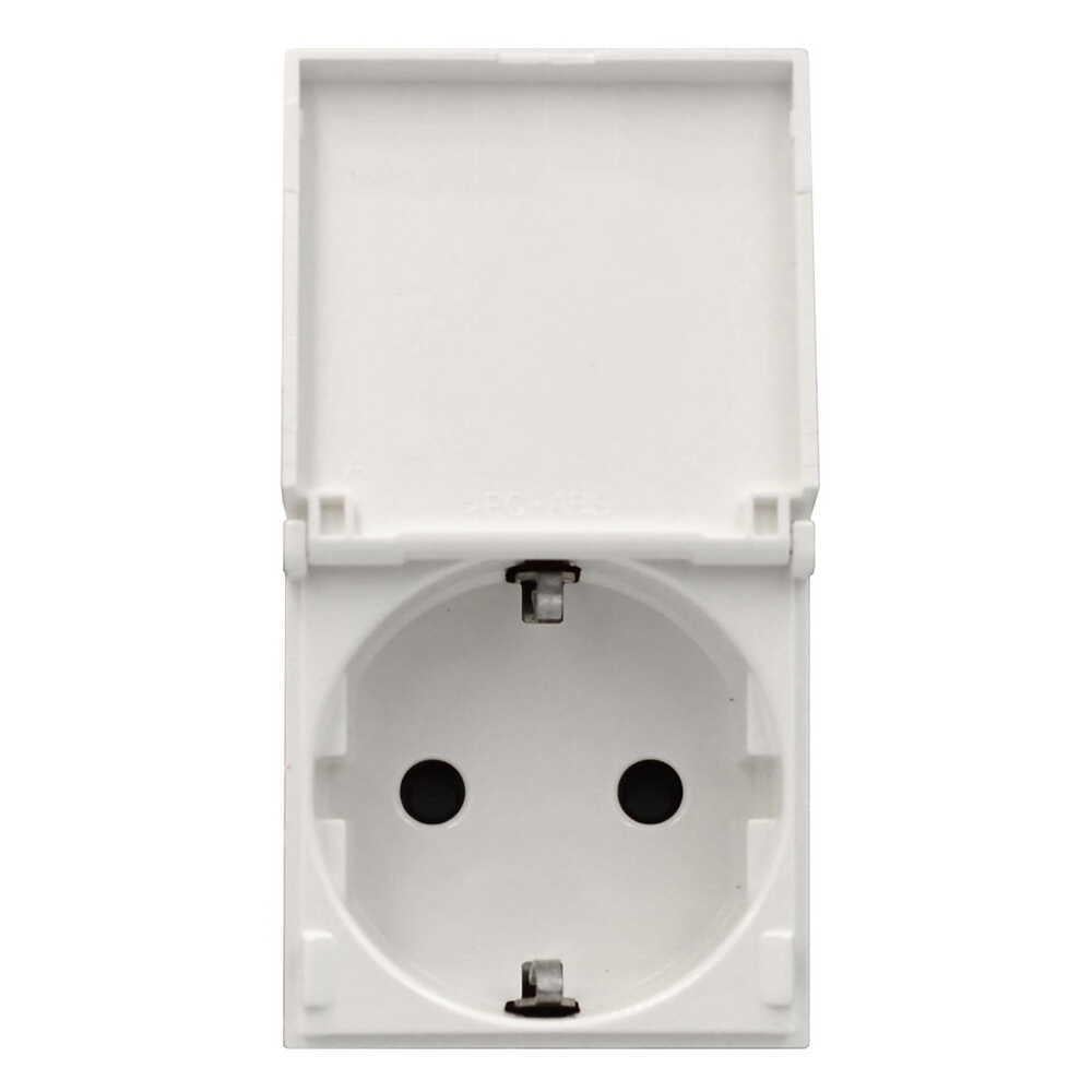 Розетка одинарна ABB Zenit з/з зі шкоркою та кришкою Білий (N2288.1 BL)