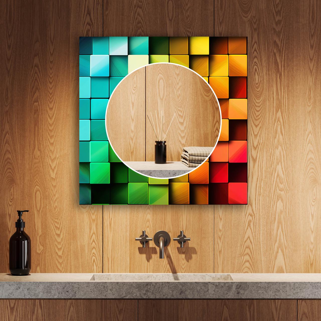 Зеркало на стену NovellaPrint с рисунком абстракции квадратное 50х50 см (2012.4)