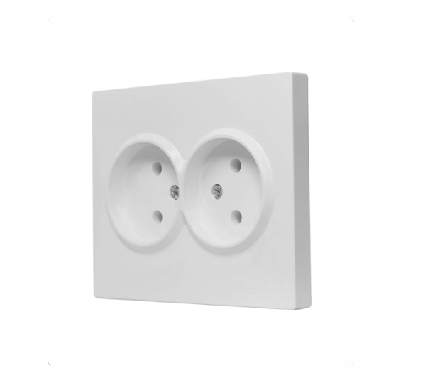 Розетка двойная Lezard Vesna без заземления Белый (26424781)