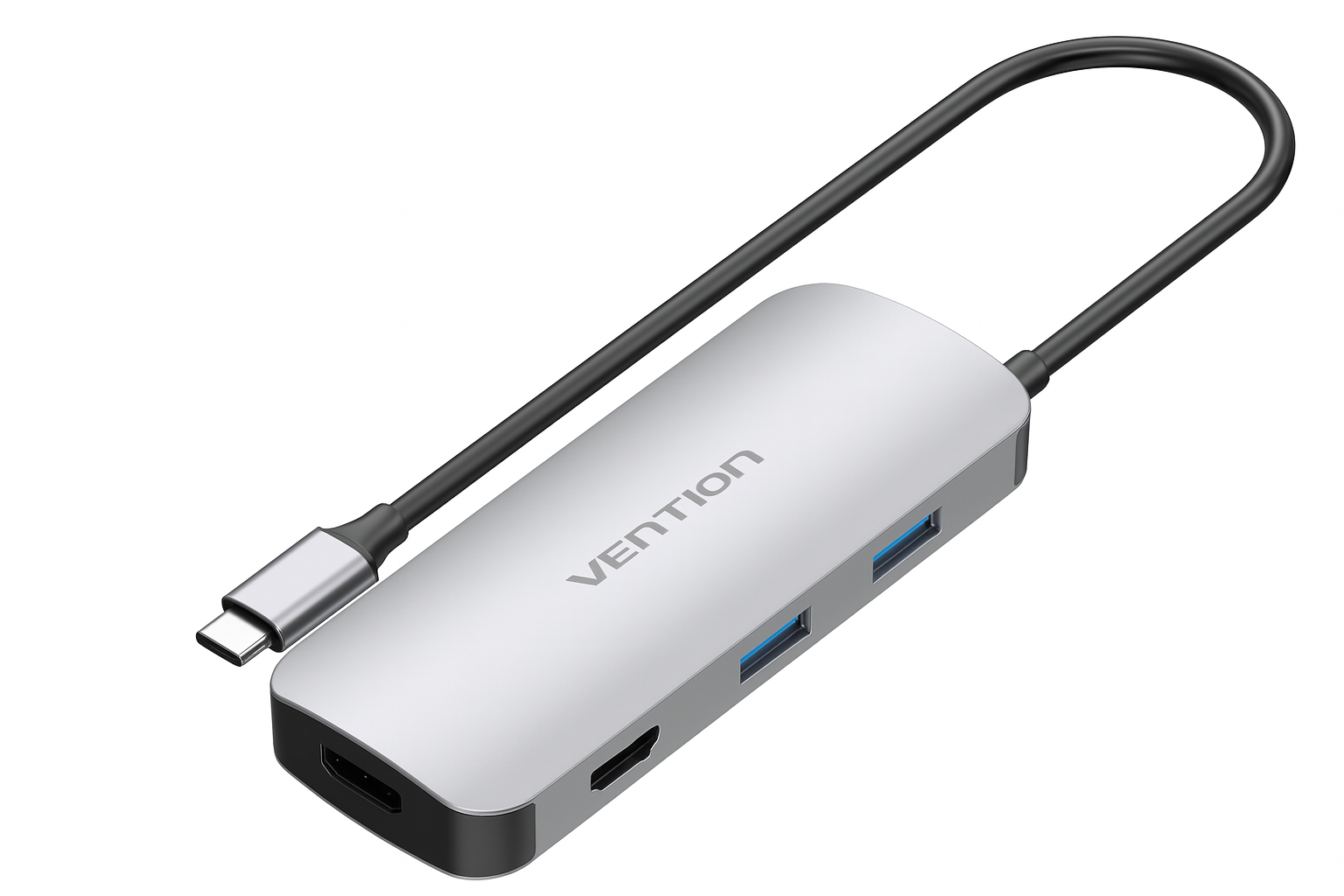 Адаптер с быстрой передачей данных Vention 7в1 HDMI 3xUSB3.0 SD TF PD 100 Вт 0,15 м Серый (611551)