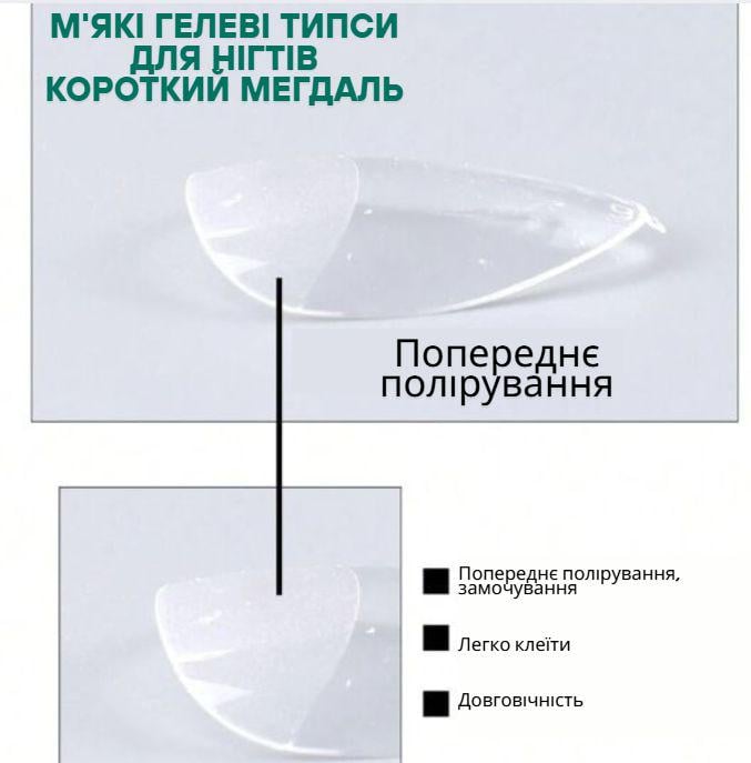 Типсы для ногтей мягкие гелевые Короткий мегдаль 550 шт. р. 0-11 (2664364881) - фото 5
