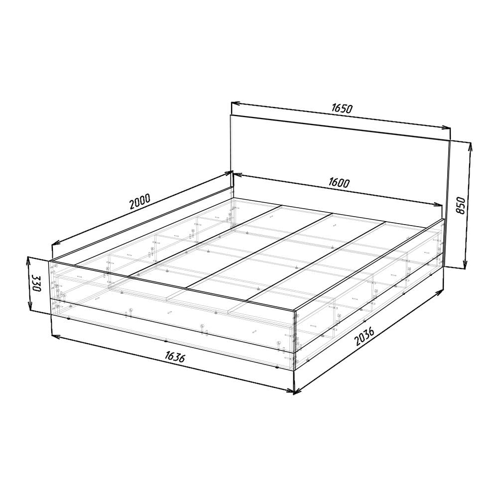 Кровать двуспальная из ДСП OSLO 165х203х85 см (000062260) - фото 3 Кровать двуспальная из ДСП OSLO 165х203х85 см (000062260) - фото 3