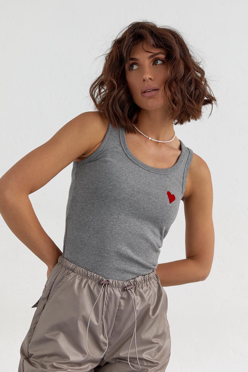 Майка женская трикотажная Сердце L Серый (11022369)