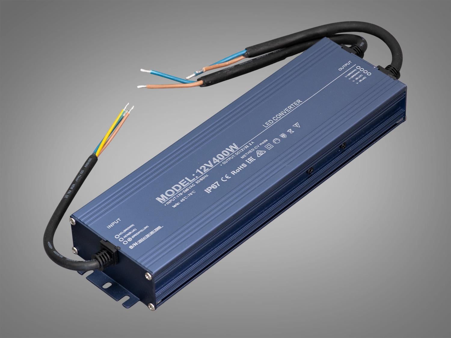 Блок питания герметичный для LED ленты 12 В 400 Вт 33,33А (PPF-PW-IP68-12 В-400w)