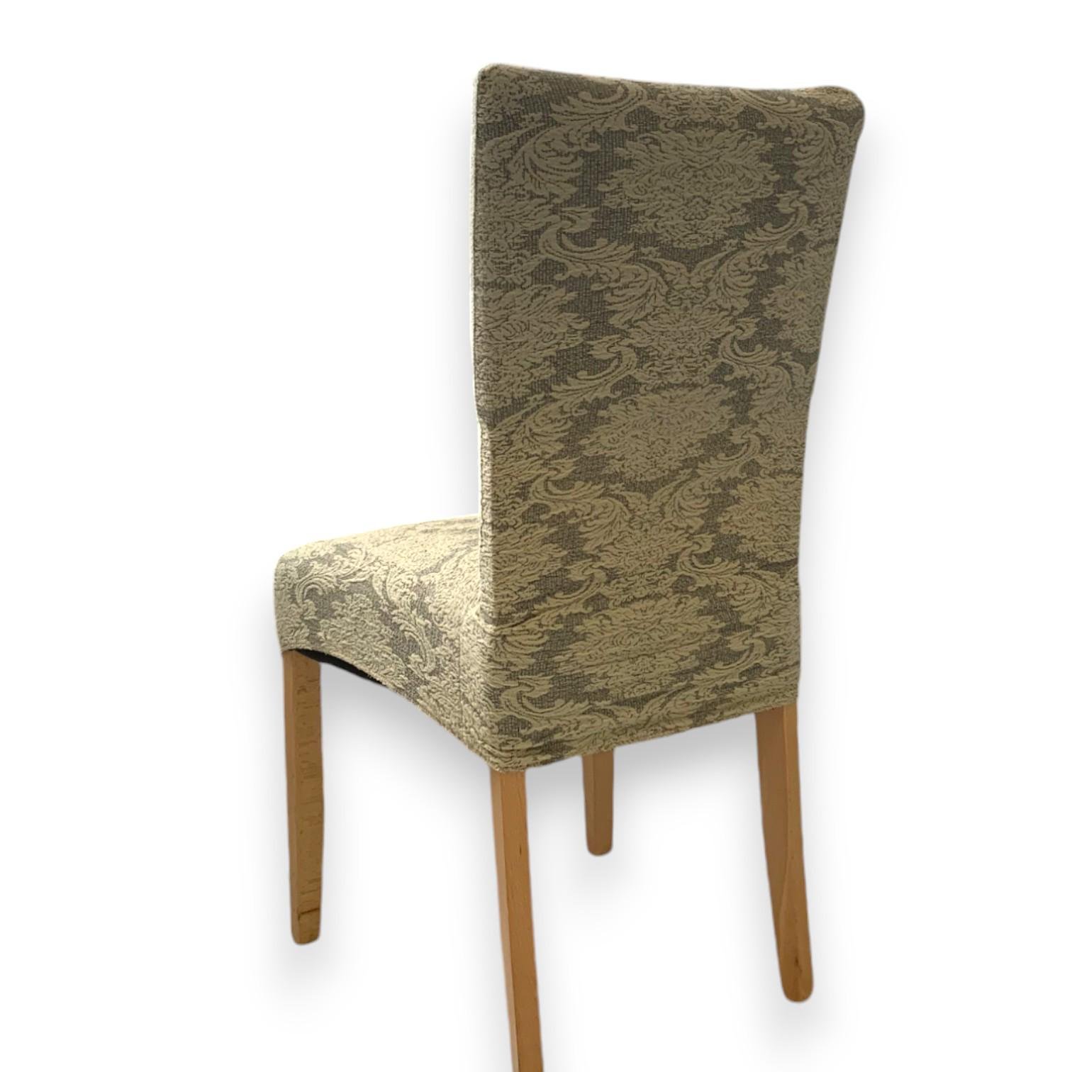 Чехол натяжной на стул GOSPO жаккард Бежевый (2268849238) - фото 4