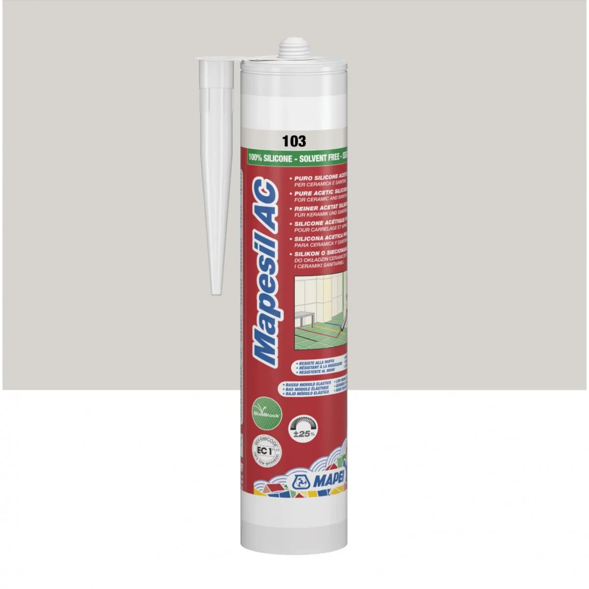 Герметик силиконовый Mapei MAPESIL AC 310 мл №103 лунно-белый (000014518) Герметик силиконовый Mapei MAPESIL AC 310 мл №103 лунно-белый (000014518)