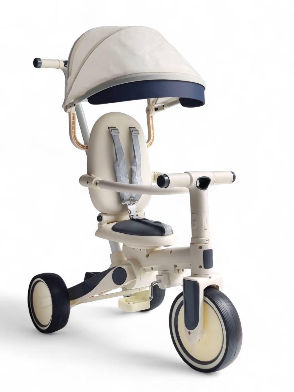 Детский велосипед трехколесный MiniEgg 516 с родительской ручкой/чердаком/бортиками Серый (516r-s2)