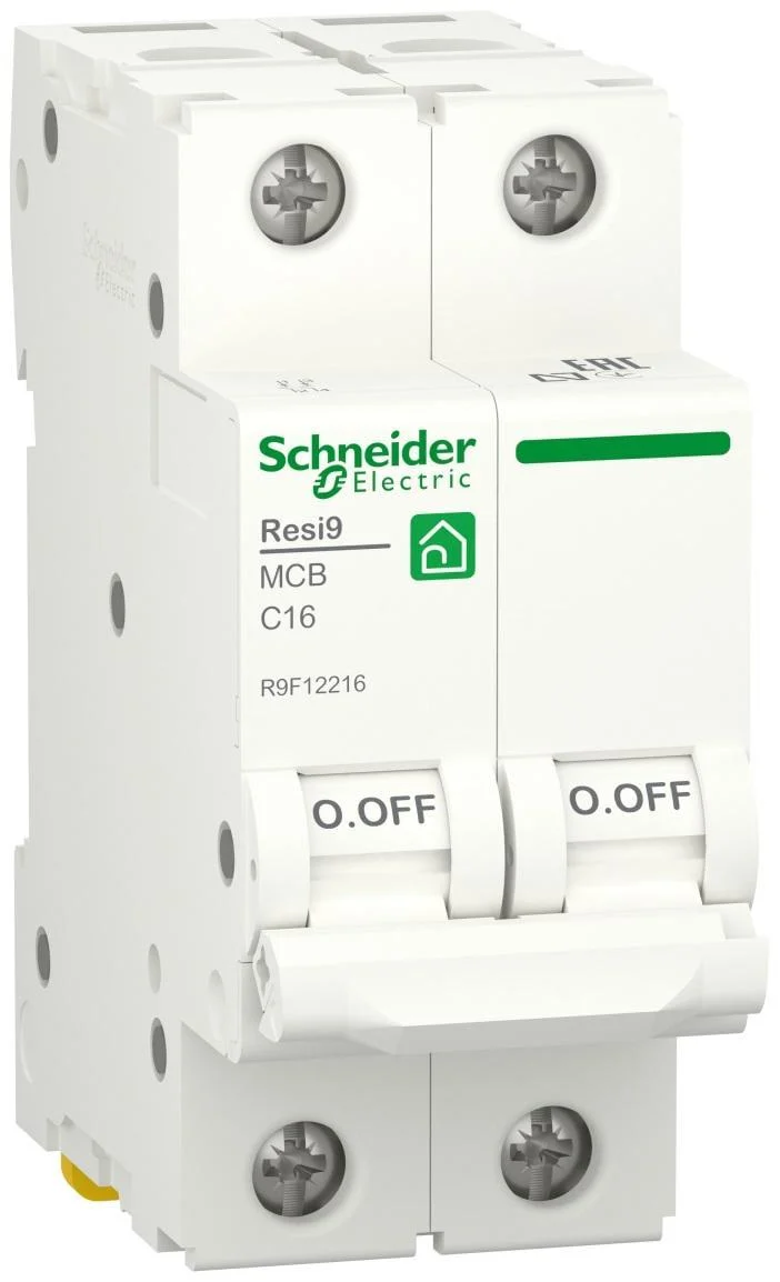 Автоматический выключатель Schneider Electric 2P 16A C 6kA Resi9 R9F12216 (2212871079)
