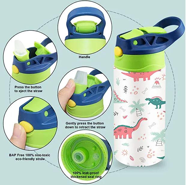 Термос-поильник детский с трубочкой Dino 350 мл (30165) - фото 4 Термос-поильник детский с трубочкой Dino 350 мл (30165) - фото 4