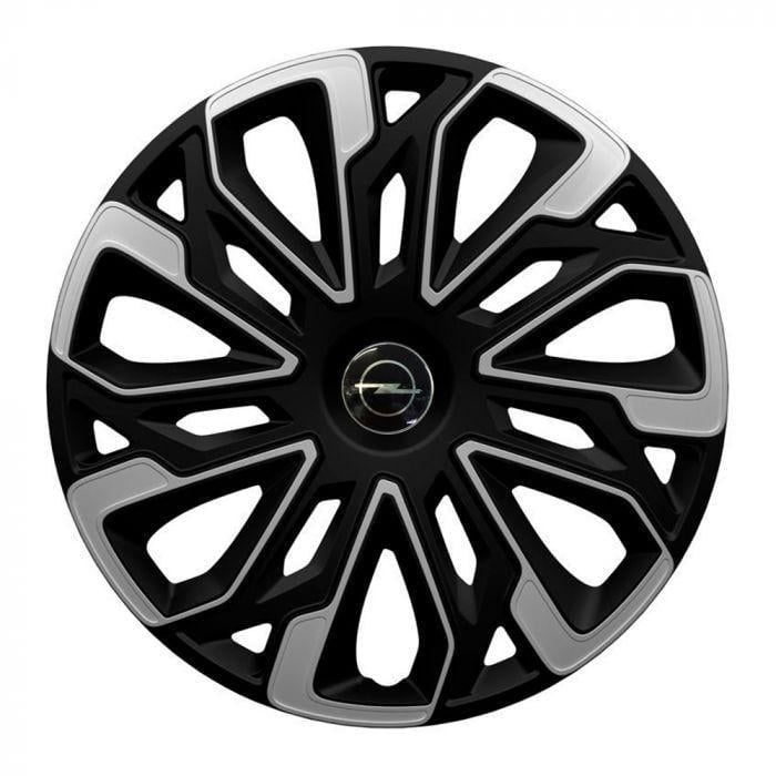 Ковпаки для коліс 4 Racing Estoril Silver/Black R15 з логотипом Opel 4 шт.