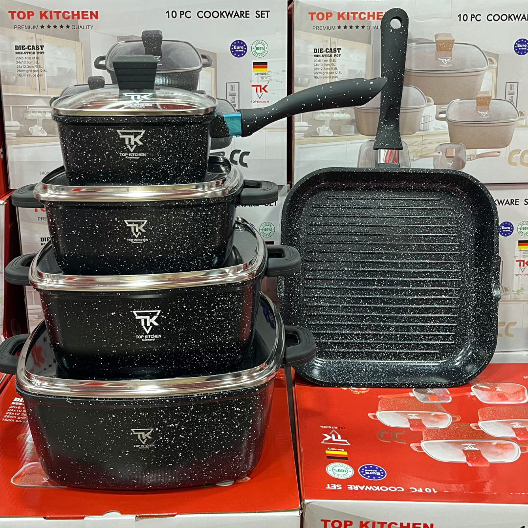 Набір посуду Top Kitchen TK-00205 з гранітним антипригарним покриттям 10 предметів Чорний (2429430491) - фото 2