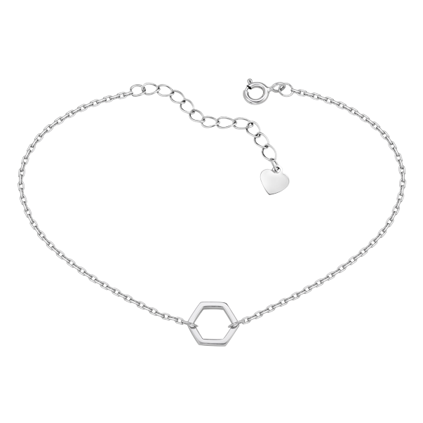 Браслет серебряный Шестиугольник на тонкой цепочке без камней