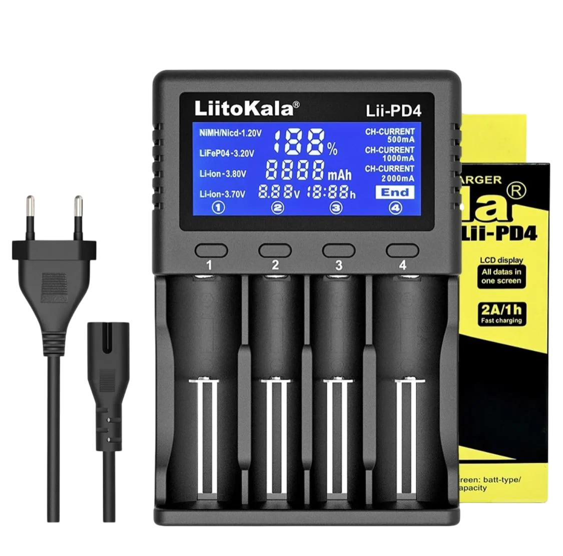 Зарядное устройство интеллектуальное LiitoKala Lii-PD4 для аккумуляторов AA/AAA/18650/26650/21700 Li-Ion (2654603888)