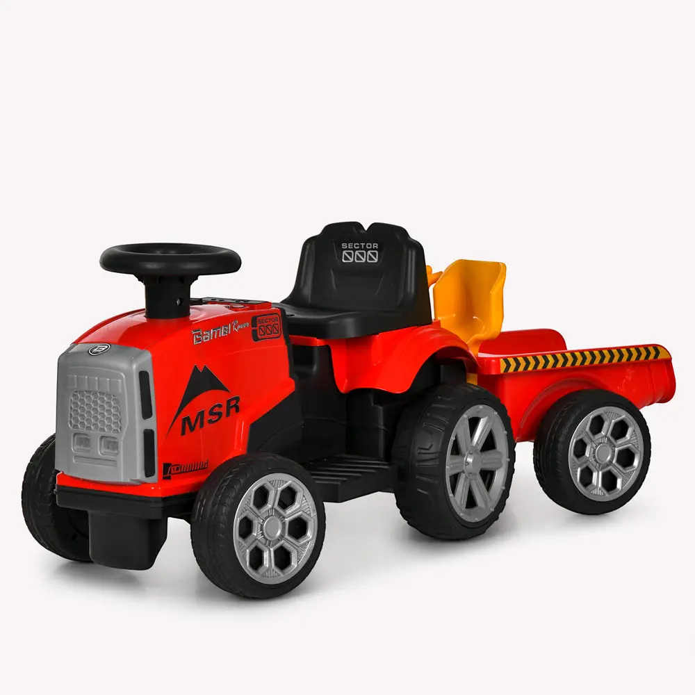 Электротрактор детский Bambi Racer M 6346ER-3 с прицепом и пультом управления Красный