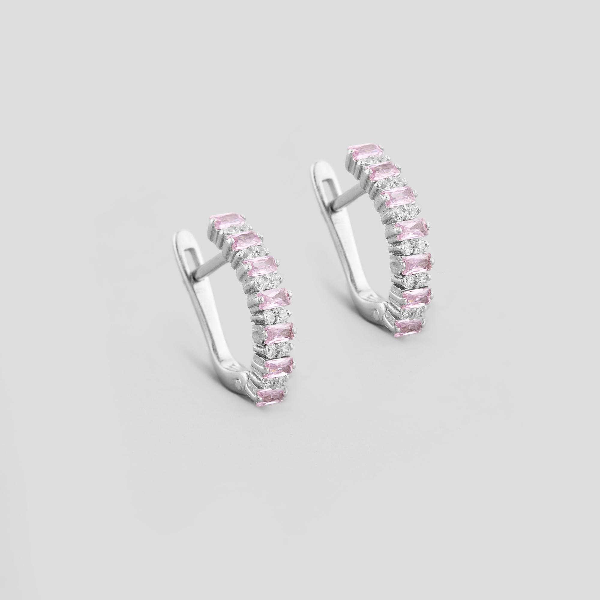 Серебряные серьги Minimal Розовые оттенки (16545)