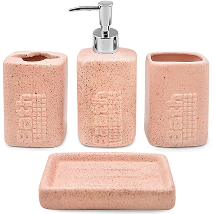 Комплект аксесуарів у ванну кімнату Bath 4 пр. Pink (128363) Комплект аксесуарів у ванну кімнату Bath 4 пр. Pink (128363)