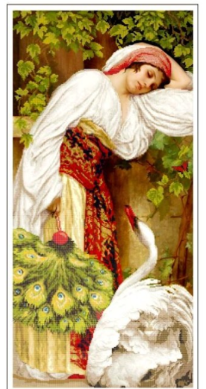 Схема для вышивки бисером Золотая Подкова ЗПЛ-002 Девушка и лебедь