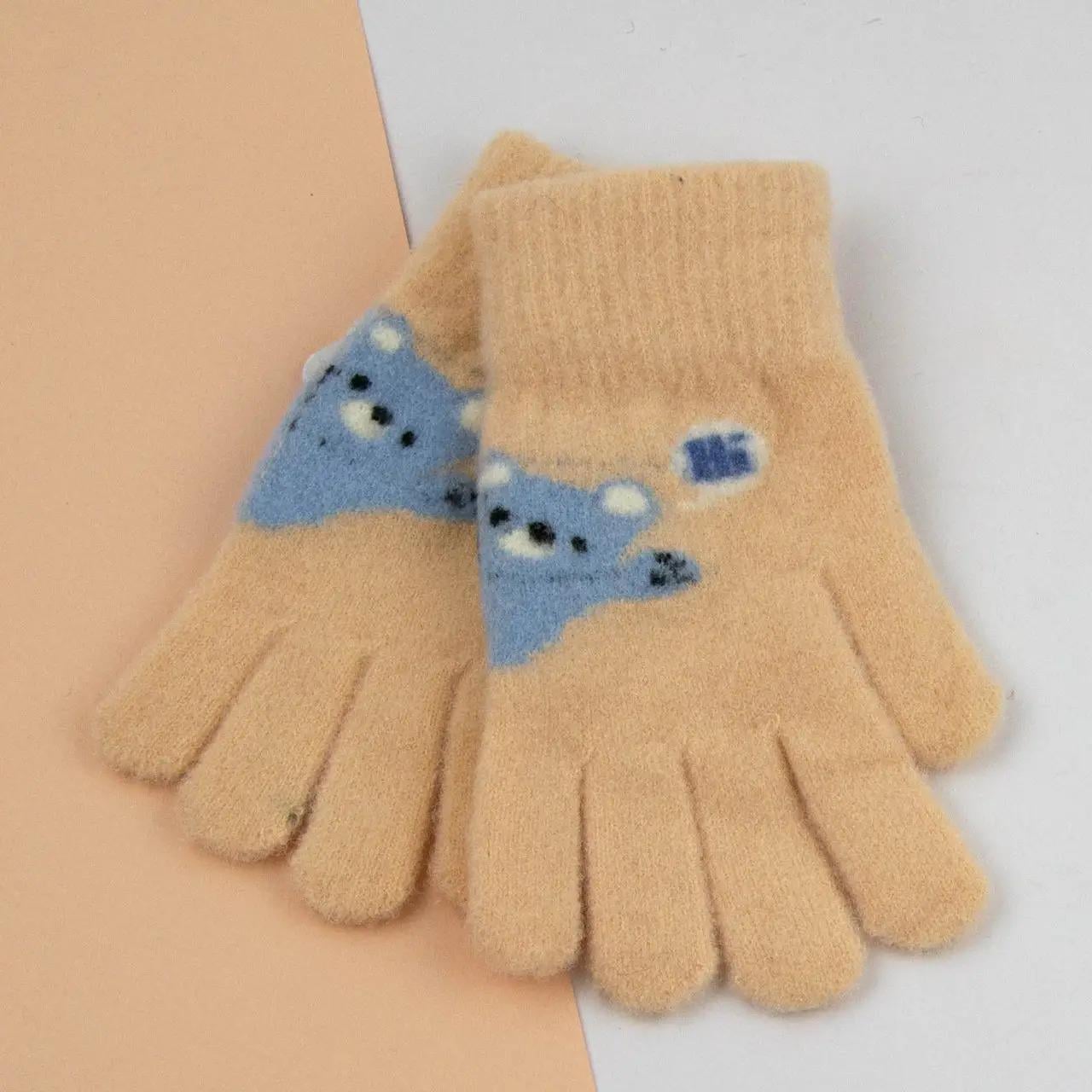 Детские перчатки зимние 5-8 лет р. 17 Бежевый (24-8-006) Детские перчатки зимние 5-8 лет р. 17 Бежевый (24-8-006)