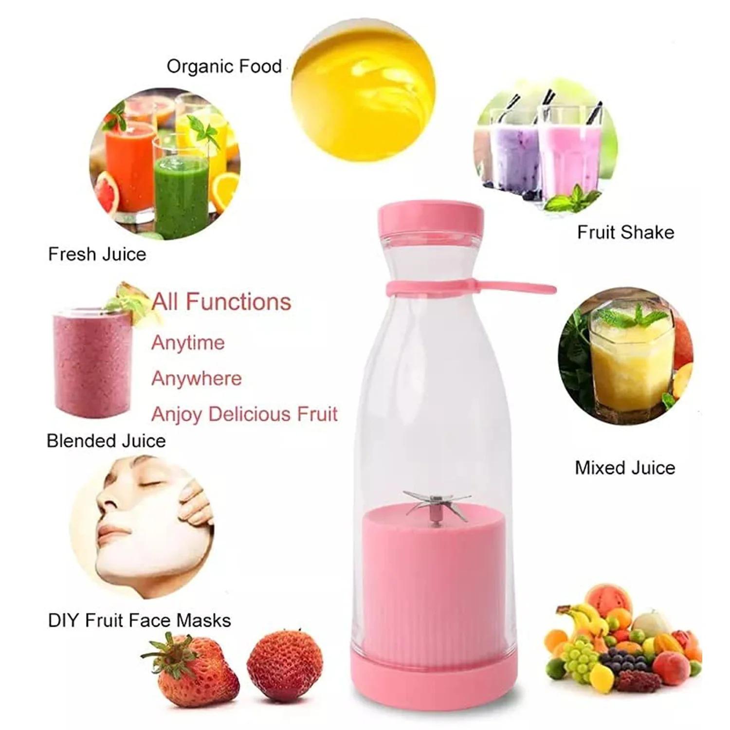 Блендер акумуляторний Fresh Juice 380 мл 1200 мАч Pink - фото 3