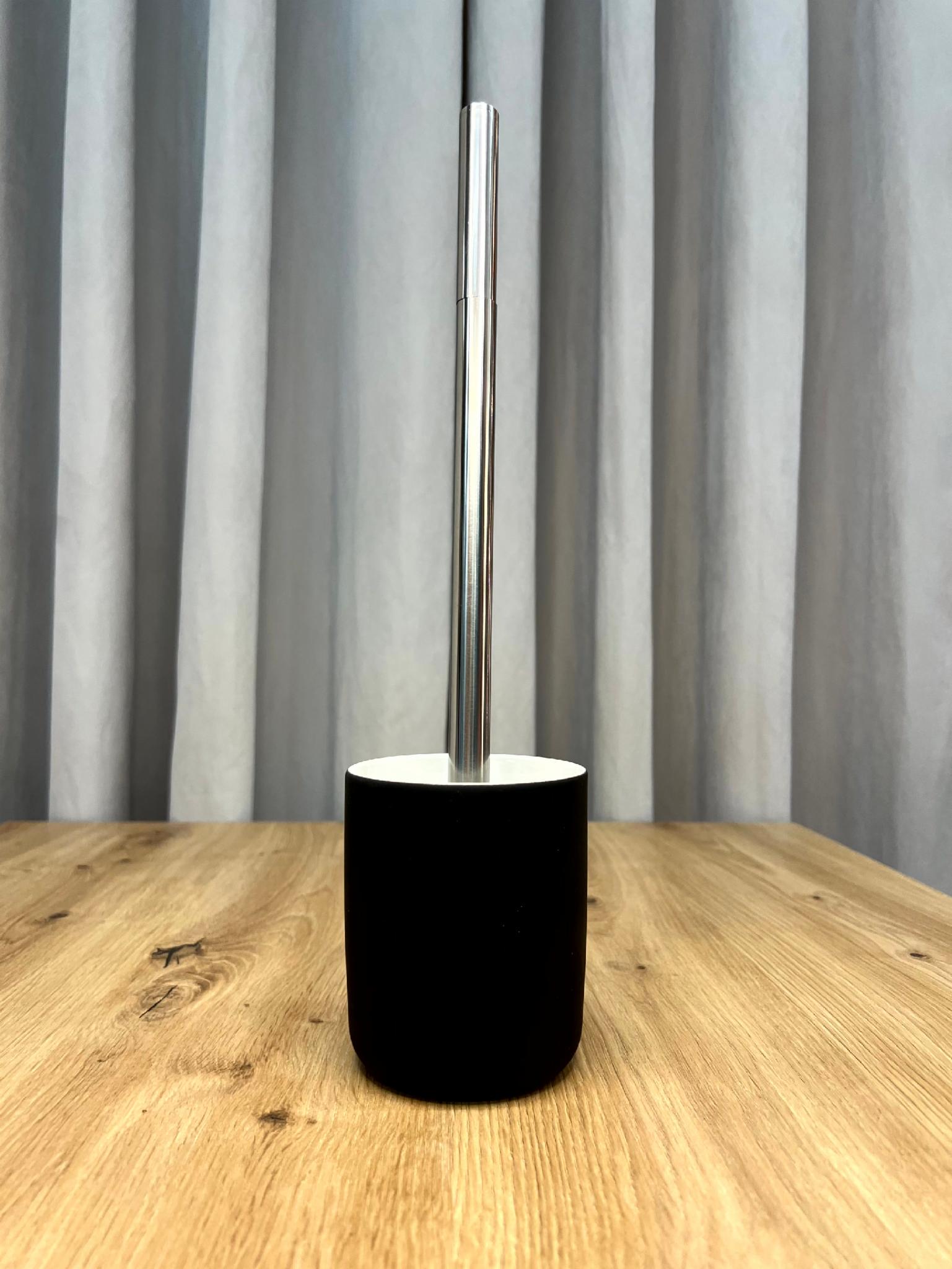 Щетка для туалета керамическая 9х38 см Черный