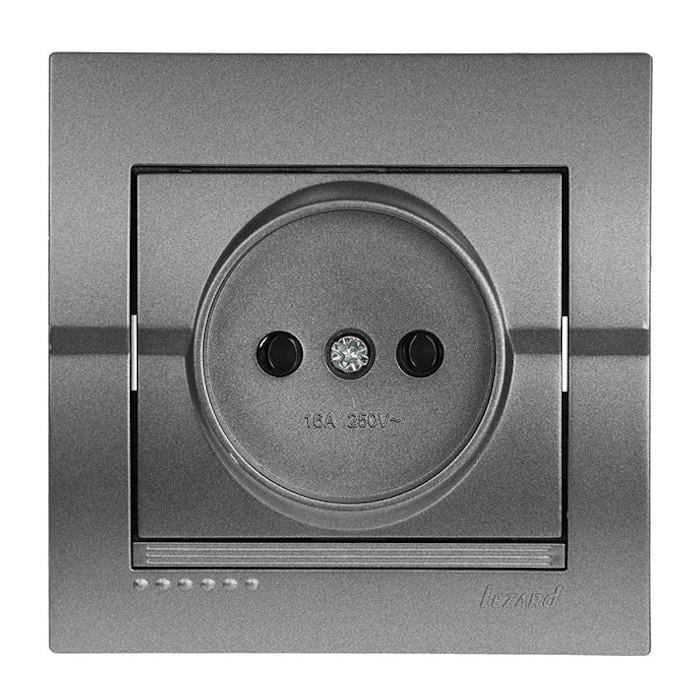 Розетка одинарная без заземления Lezard Deriy Графитовый (00000012347)
