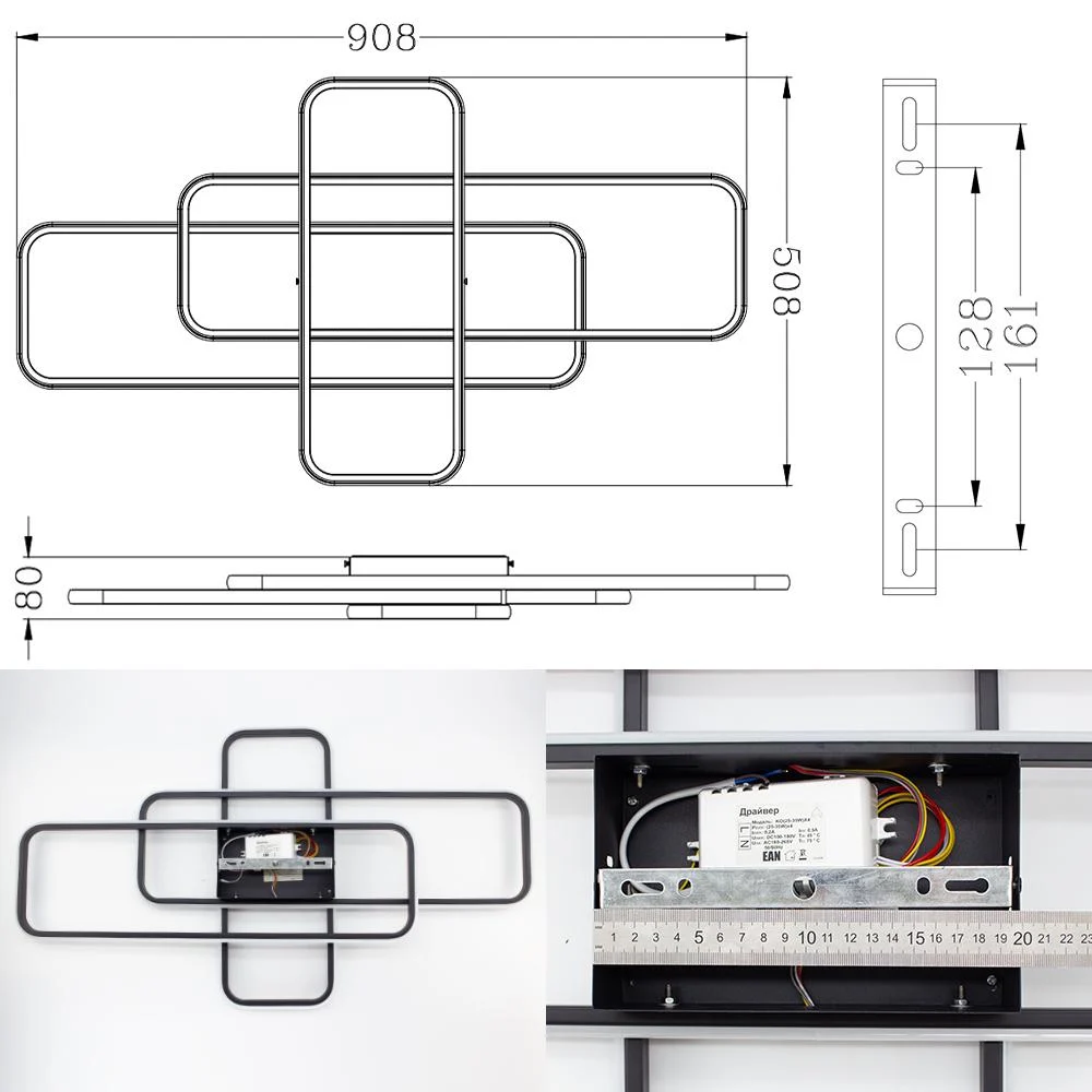 Люстра светодиодная ESLLSE SVEN 3SQ с пультом 105 Вт 908x508x80 мм Черно-белый (10570) - фото 6 Люстра светодиодная ESLLSE SVEN 3SQ с пультом 105 Вт 908x508x80 мм Черно-белый (10570) - фото 6