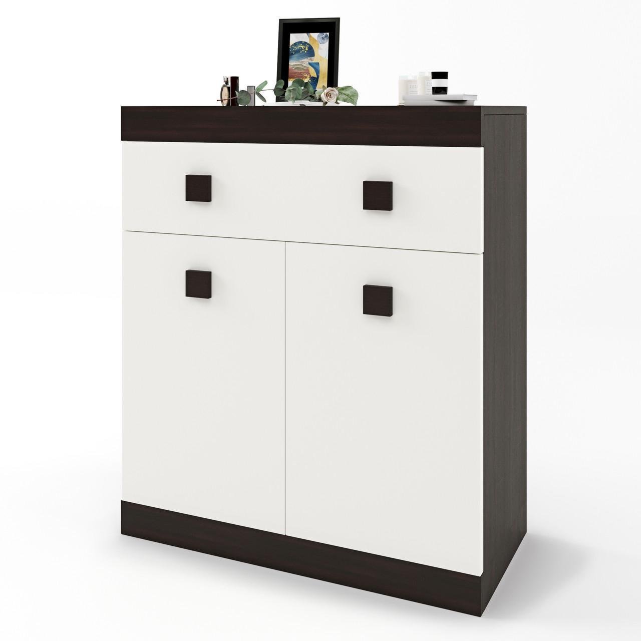 Комод с дверью и ящиком Еверест Соната-4 80х38х94 см Венге/Белый (DTM-2475)