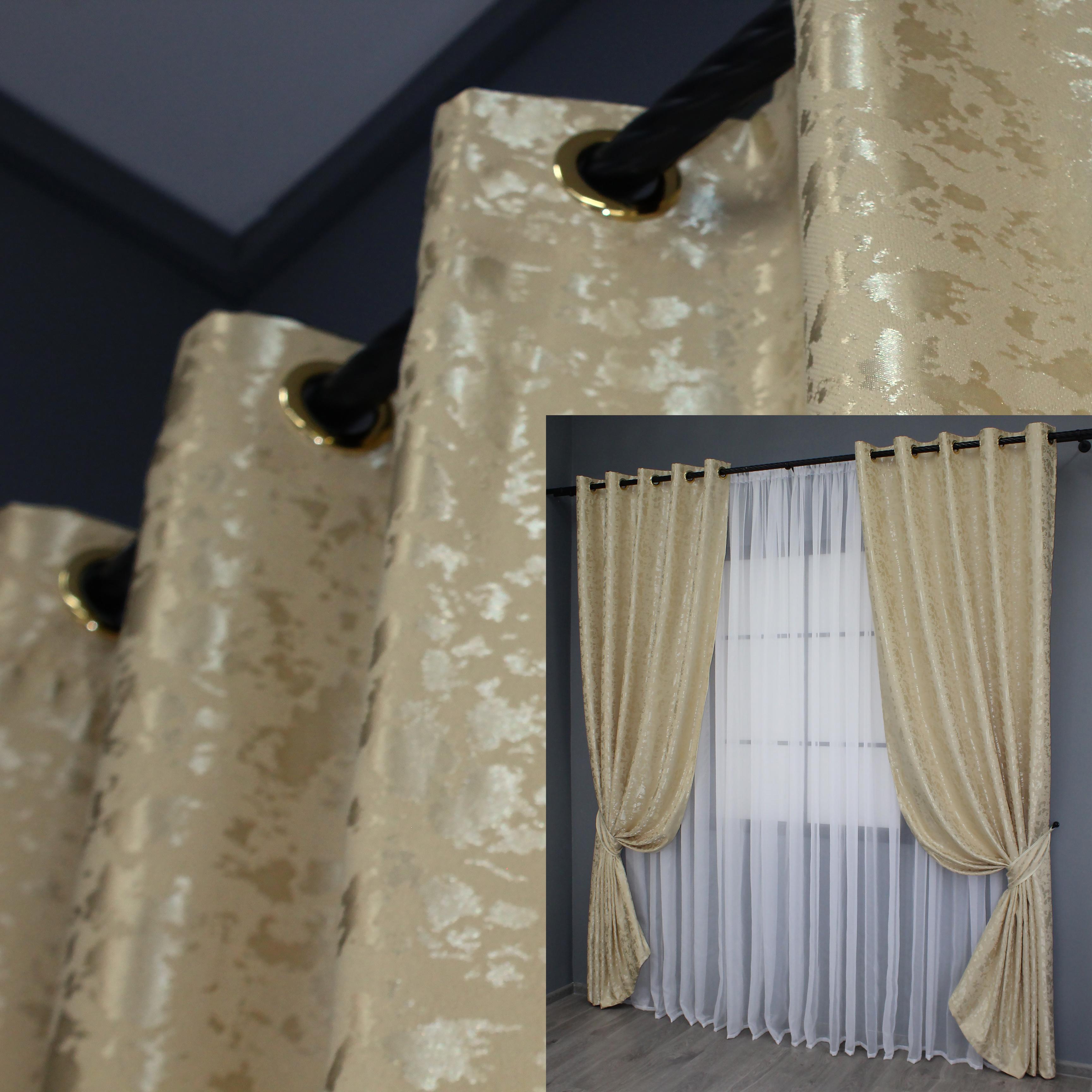 Комплект штор на люверсах VR-Textil Льон мармур Pavliani ХО №1270ш 150х250 см 2 шт. Бежевий (37-0122) - фото 4 Комплект штор на люверсах VR-Textil Льон мармур Pavliani ХО №1270ш 150х250 см 2 шт. Бежевий (37-0122) - фото 4