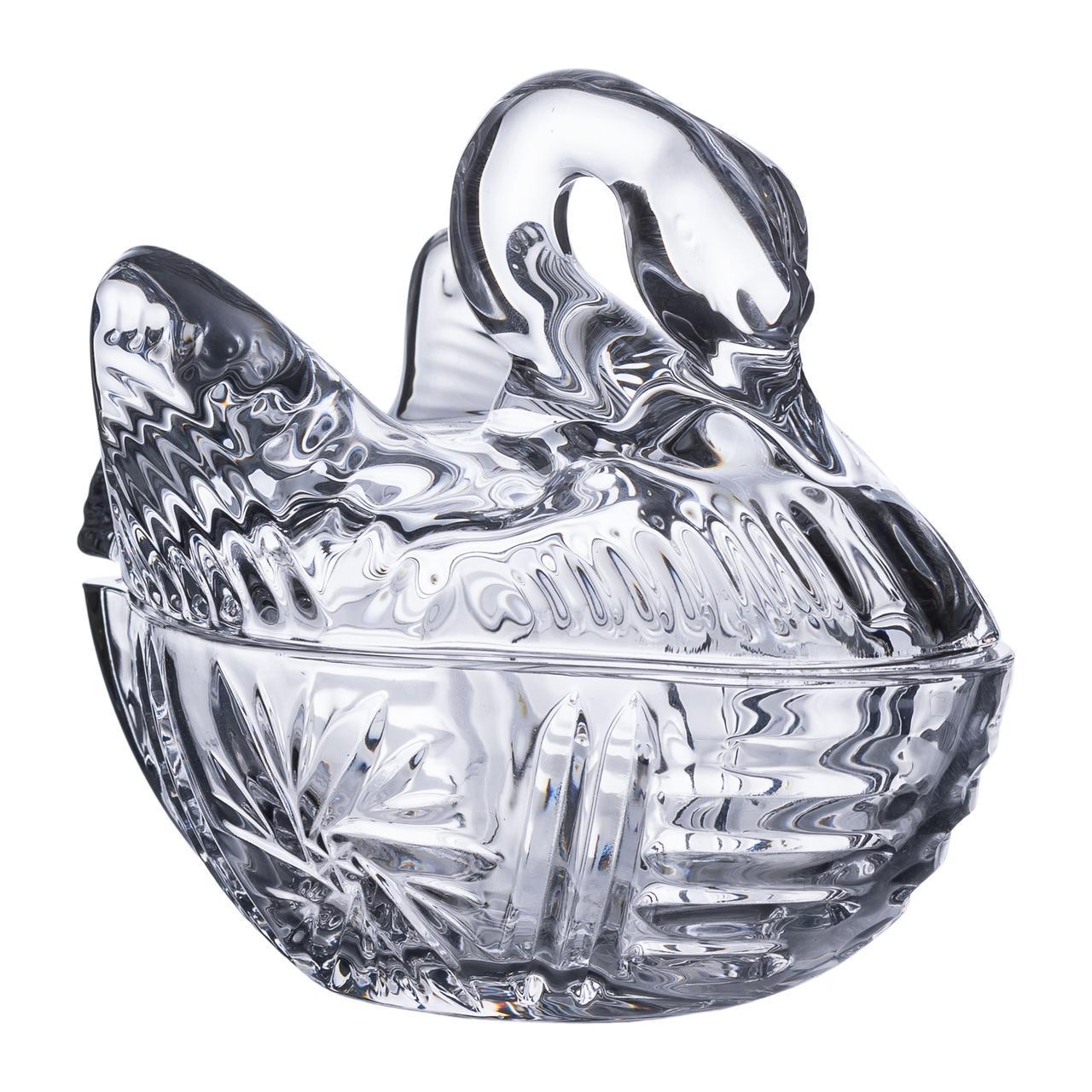 Конфетница стеклянная с фигурной крышкой HP-YH-40 14х9х11 см (A-033641)