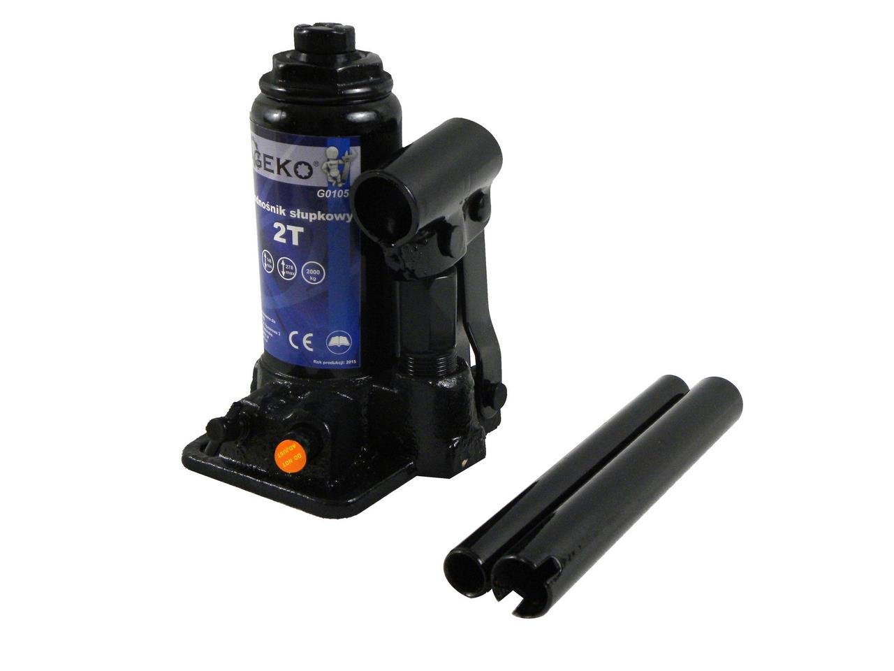 Домкрат гідравлічний GeKo пляшковий 2 тонни (G01050) Домкрат гідравлічний GeKo пляшковий 2 тонни (G01050)