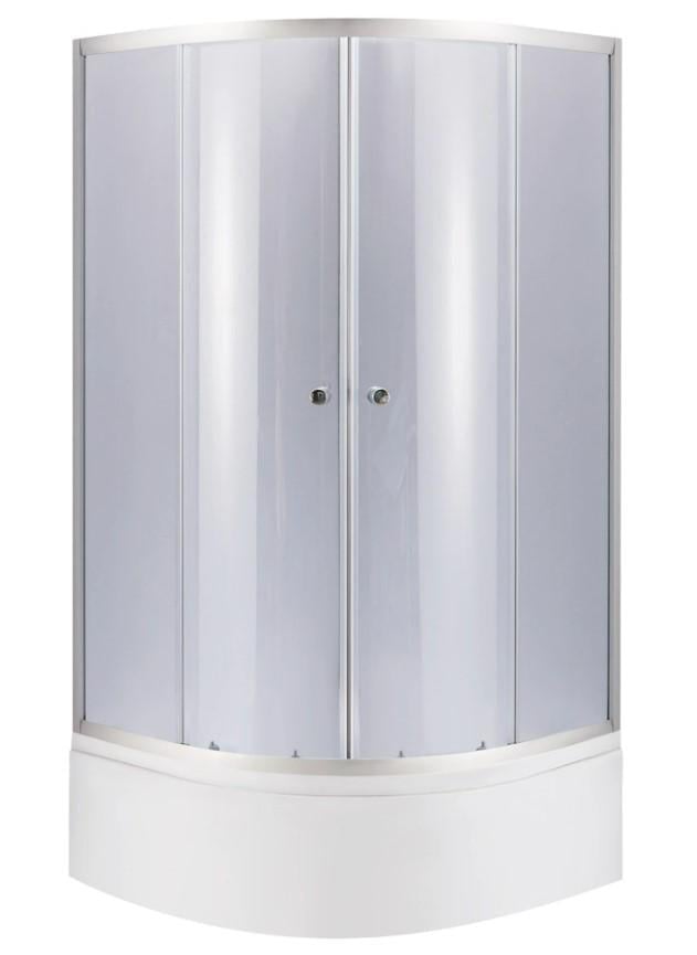 Душевая кабина полукруглая Lidz Latwa SC90x90.SAT.HIGH.GR стекло тонированное 4 мм с душевым поддоном Kapielka ST 90x90x41 см с панелью (64615)