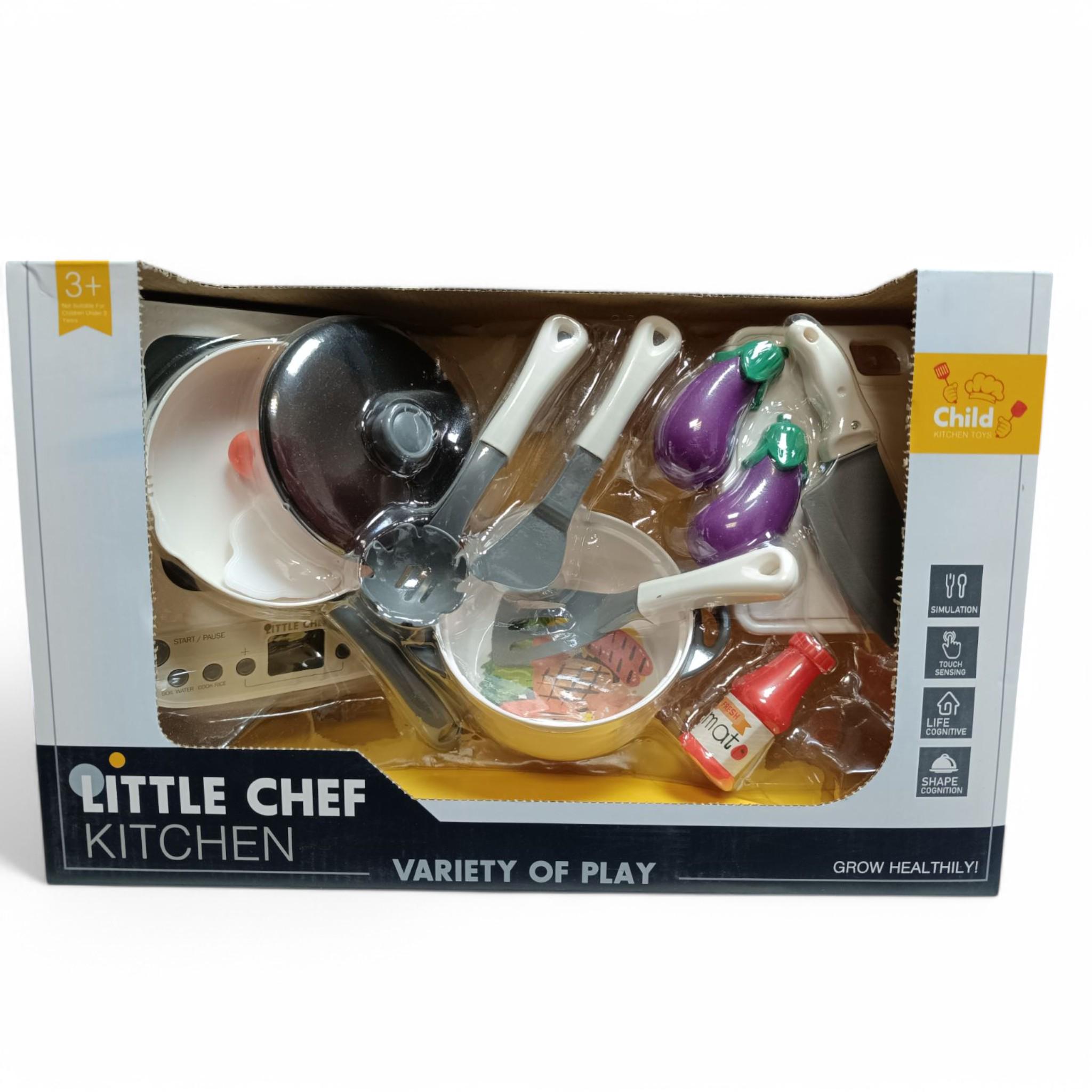 Игровой набор Child Kitchen Toys Little Chef Плитка с посудкой продукты на липучках световые/звуковые эффекты 10 элементов (G_BC9005)