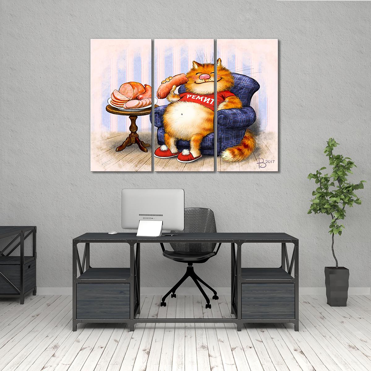 Модульная картина Перекус 3 модуля 90x135 см