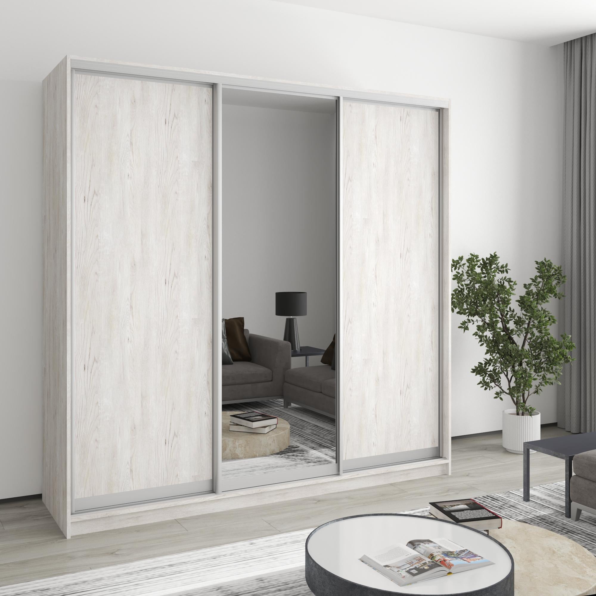 Шкаф-купе трехдверный MebelStar Комбо AL 2 ДСП/зеркало 210x60x240 см Аляска серый (MBS-1772) Шкаф-купе трехдверный MebelStar Комбо AL 2 ДСП/зеркало 210x60x240 см Аляска серый (MBS-1772)