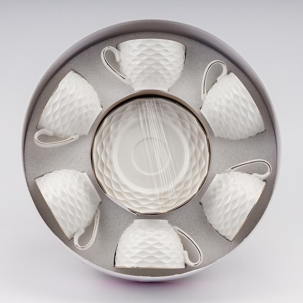 Сервиз для чая Венецианская волна на 6 персон 230 мл Белый Сервиз для чая Венецианская волна на 6 персон 230 мл Белый