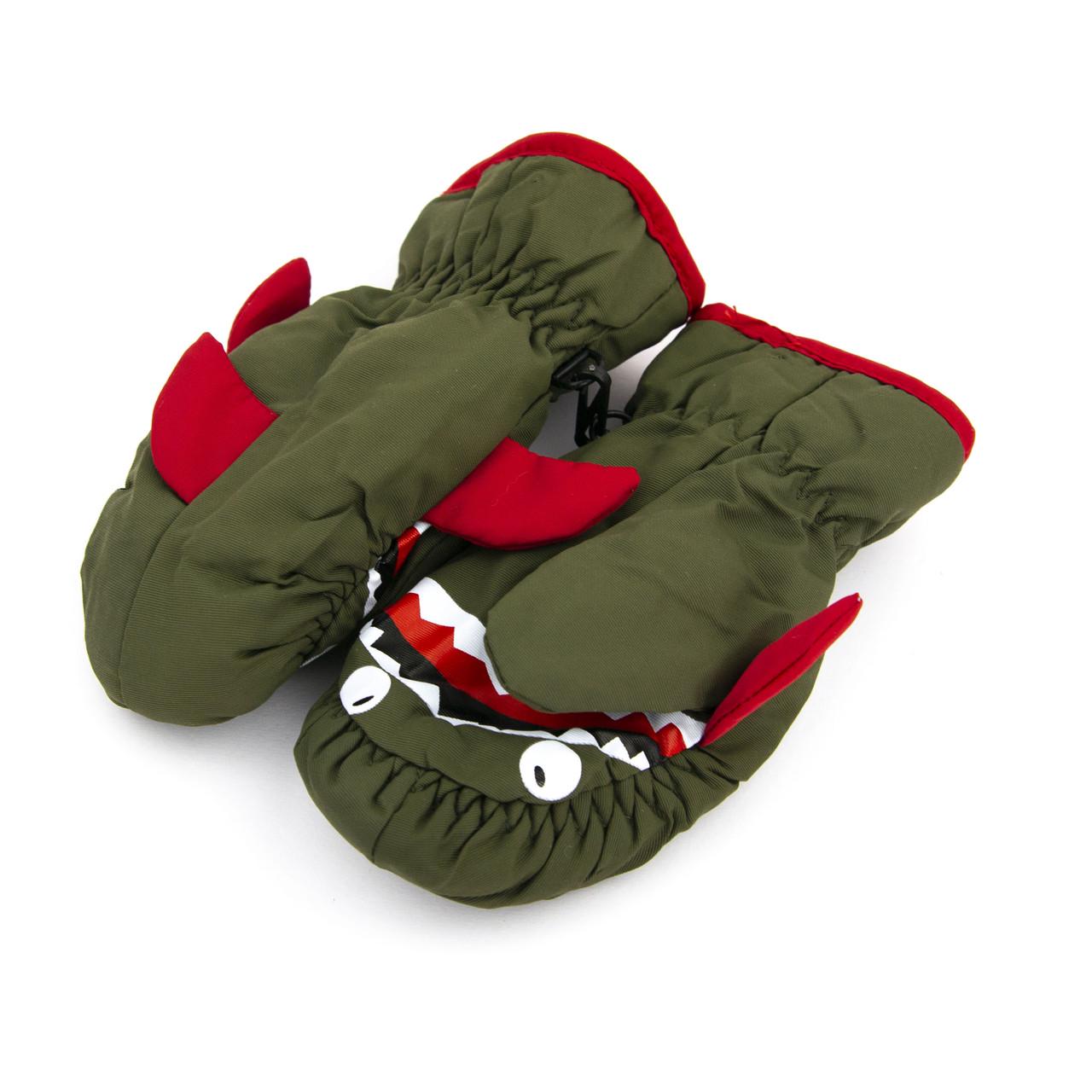 Перчатки болоневые Рыбы лыжные для мальчиков и девочек 4-6 лет Зеленый (23-16-10)