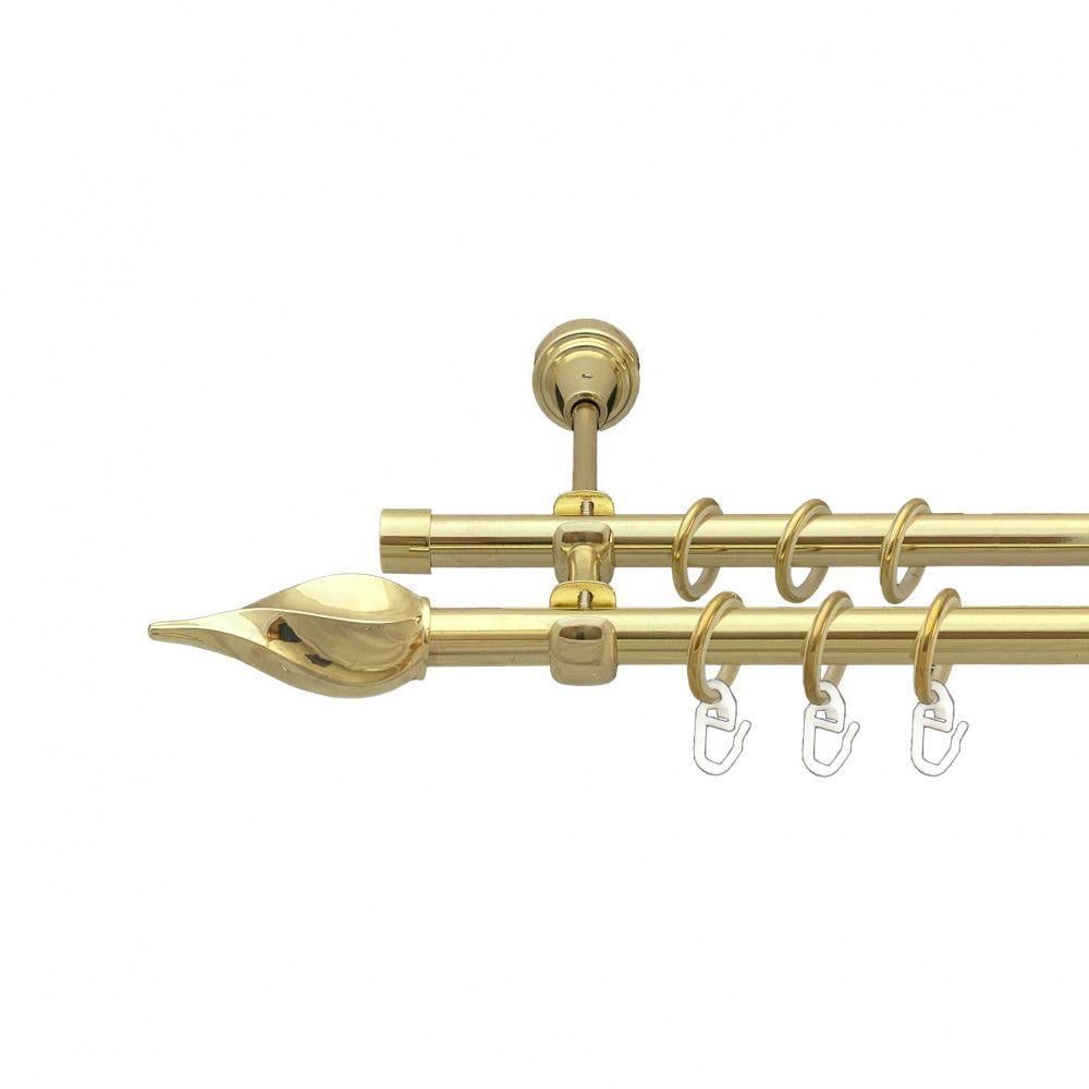 Карниз Orvit Твисто двухрядный гладкий 16/16 мм 160 см Золотой (00-00014287)