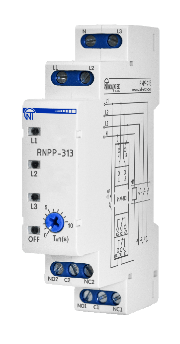 Реле контролю напруги та фаз Новатек-Електро РНПП-313 трифазне 5A (NTRNP3130)