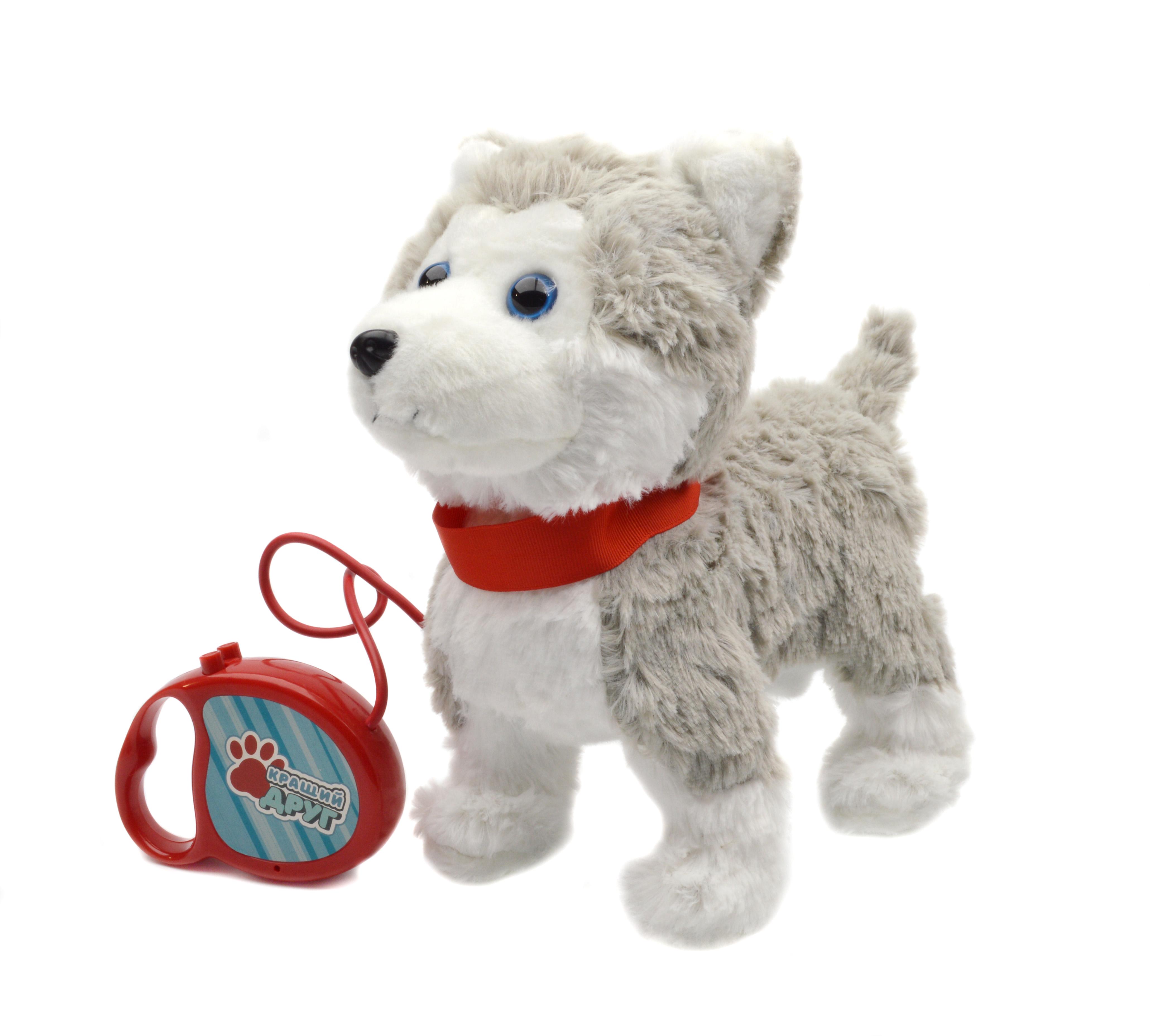 Собака мягкая Хаски на поводке (PL 8201)